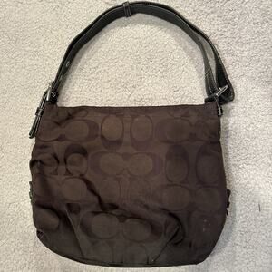 Vintage Coach Black Signature Hobo Shoulder Bag buckle strap Purse